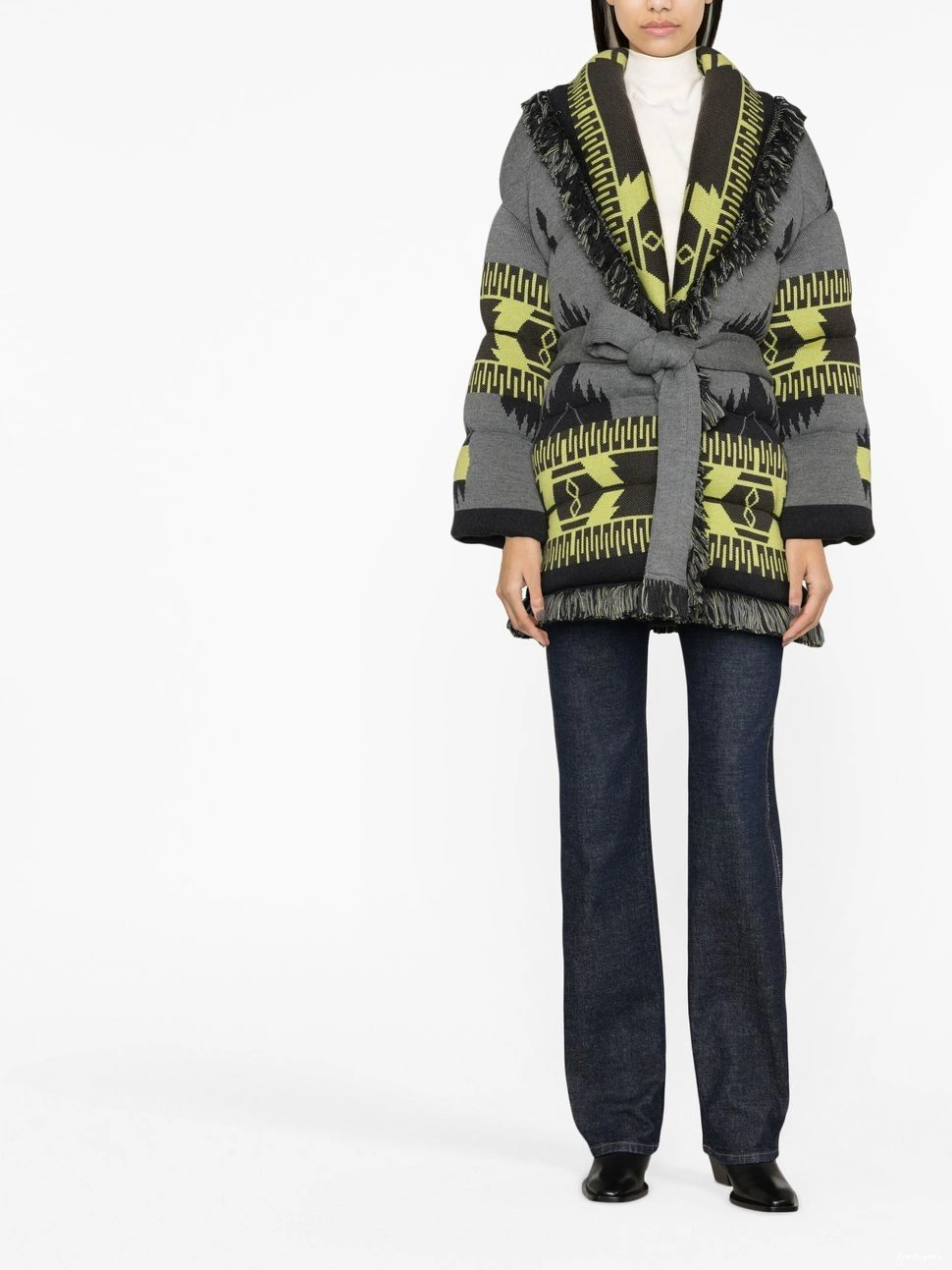 Affordable puffer jacket Women Alanui Icon belted jacquard 0428
